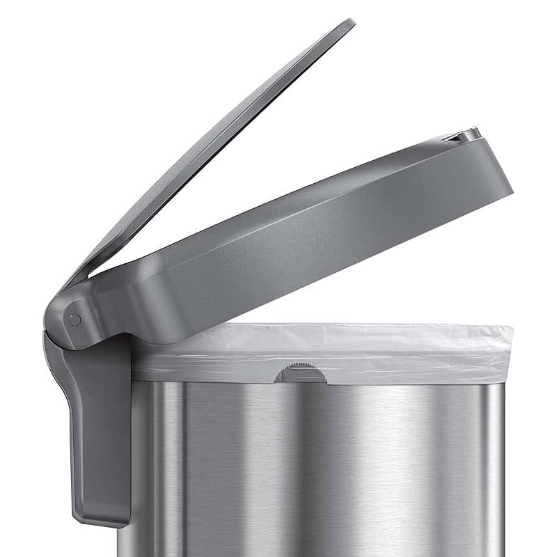 Simplehuman Semi-Round Sensor Bin 45L Brushed Steel Grey Lid